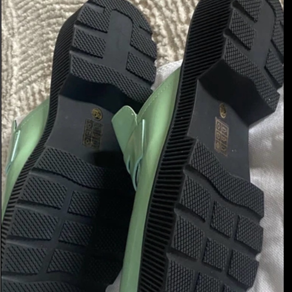 Jeffrey Campbell Pistachio Green leather Mules Chunky Platform Loafer Slides 39 - Picture 9 of 11